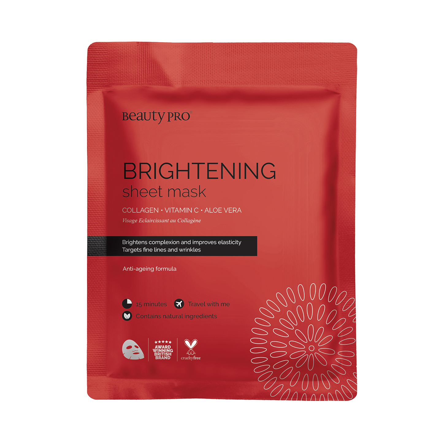 BeautyPro BRIGHTENING Collagen Sheet Mask with Vitamin C